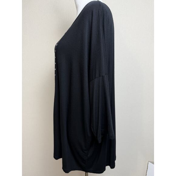 Karen Kane Women’s Pullover Top 3/4 Sleeves Black Faux Suede Inlay Sz 1X USA - Picture 6 of 11